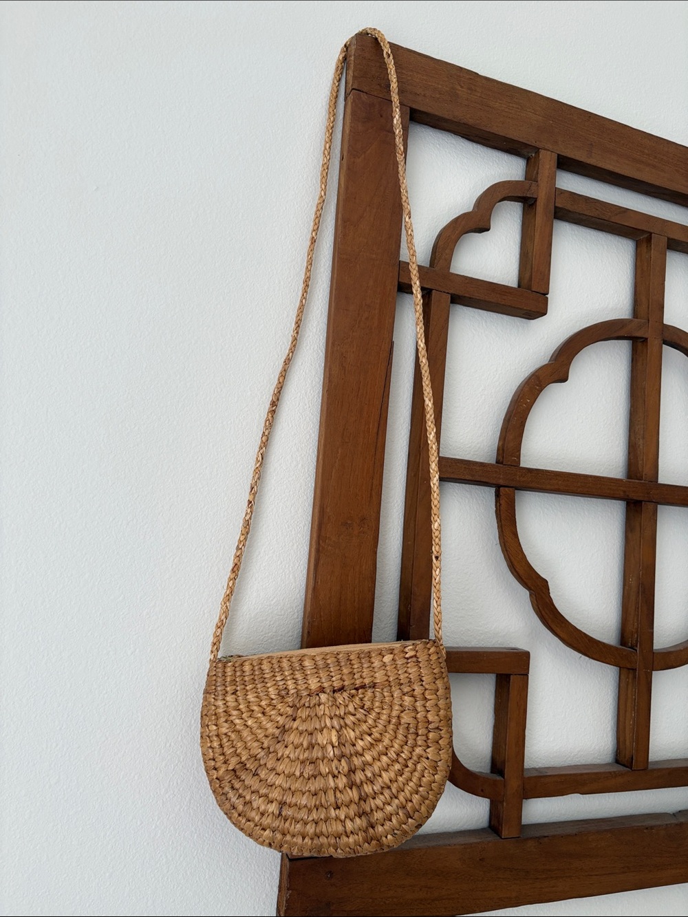 Woven Straw Crossbody Bag in Natural Tan
